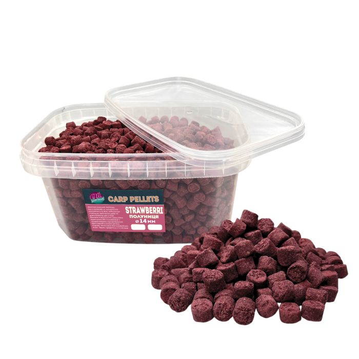 Carp Pellets Ай підсікай, Strawberri / полуниця 14 мм. 2000 грам