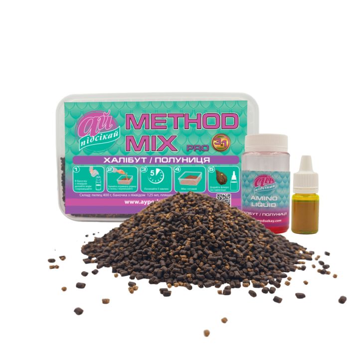 Пелець Ай підсікай Method mix Pro 3 in 1 халібут полуниця 2 мм 400 г